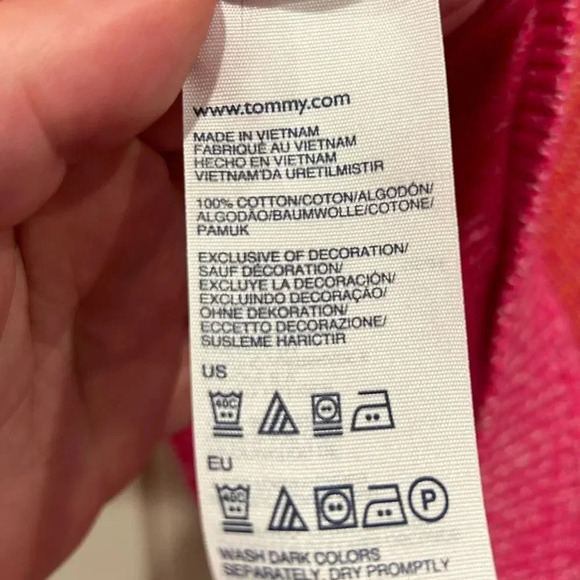 Tommy Hilfiger Pink Orange Gradient Colorblock Cotton Crew Neck Sweater Medium - Picture 6 of 7